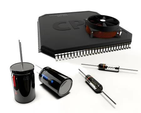 3d Illustration of electrical components on white background Stock Illustration