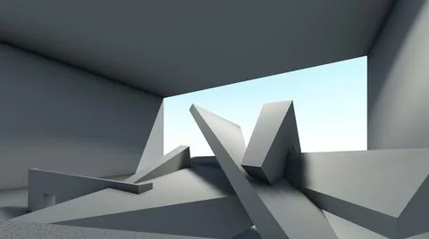 3D illustration - Empty  abstract concrete room interior.. Stock Illustration