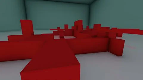 3D illustration - Empty  abstract red concrete room interior. Stock Illustration