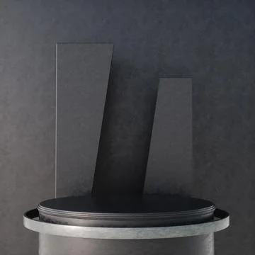 3D illustration. Empty black podium for a product presentation on a dark back Illustrazione stock