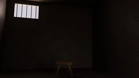 3d illustration of an empty dark jaill Stock Illustration