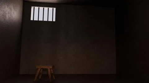 3d illustration of an empty dark jaill Stock Illustration