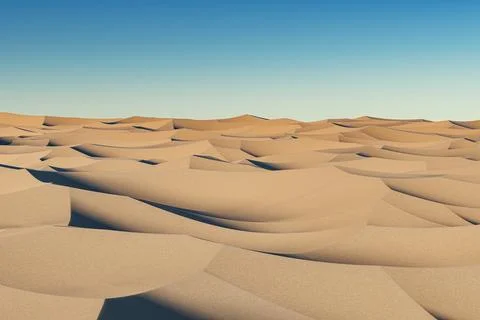 3d illustration of empty desert landscape, outdoor scene 스톡 일러스트