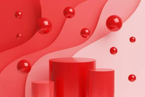 3D illustration of an empty platform against a textured wavy background Stock Illustration