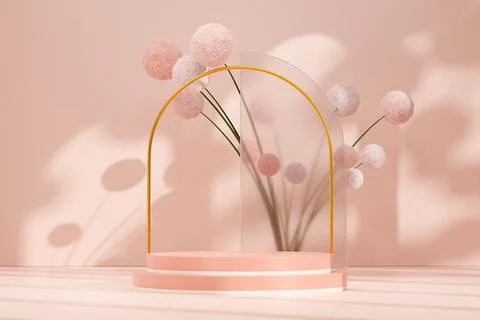 3D illustration of empty space podium display for product, natural background Stock Illustration