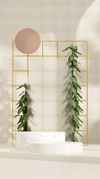 3D illustration of empty space podium display for product, natural background Stock Illustration