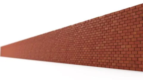 3d illustration of endless brick wall 스톡 일러스트