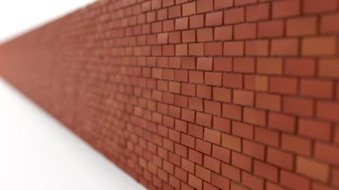 3d illustration of endless brick wall 스톡 일러스트