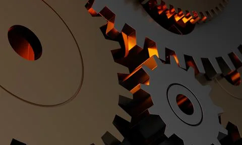 3d illustration engine gear wheels, industrial background Stock Illustration