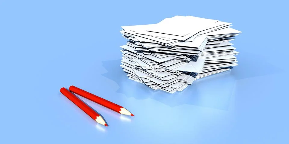 A 3D illustration of an Envelope Stack 02 Stock Illustration