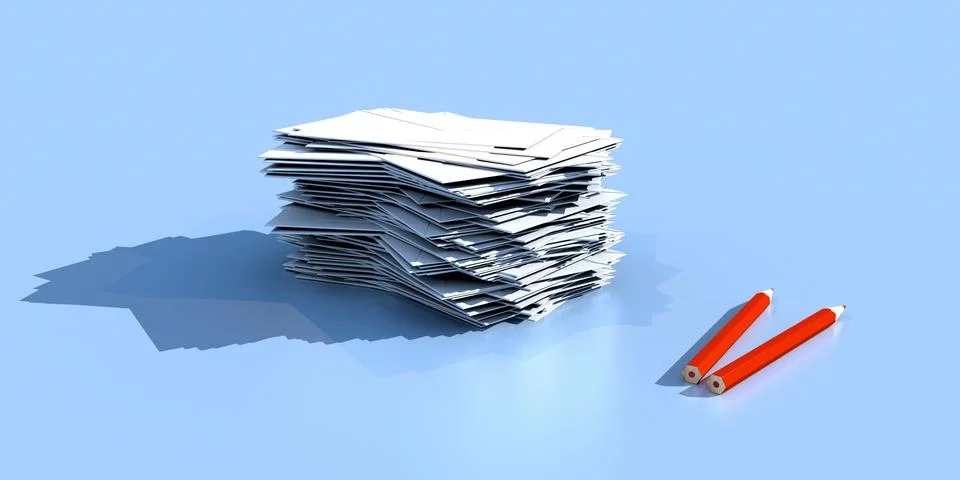 A 3D illustration of an Envelope Stack 03 Stock Illustration