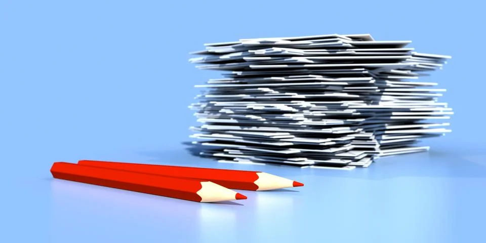 A 3D illustration of an Envelope Stack 04 Stock Illustration