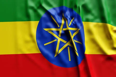 3D illustration of Ethiopia national developing flag. Country symbol. Stock Illustration