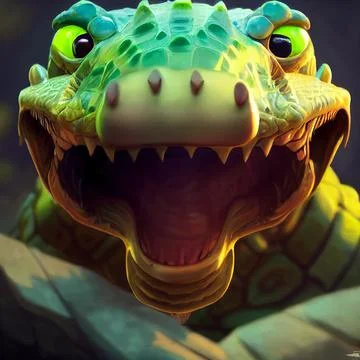 3D illustration face crocodile Stock Illustration