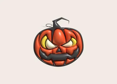 3D illustration. The face of a devil pumpkin on Halloween. Stockillustratie