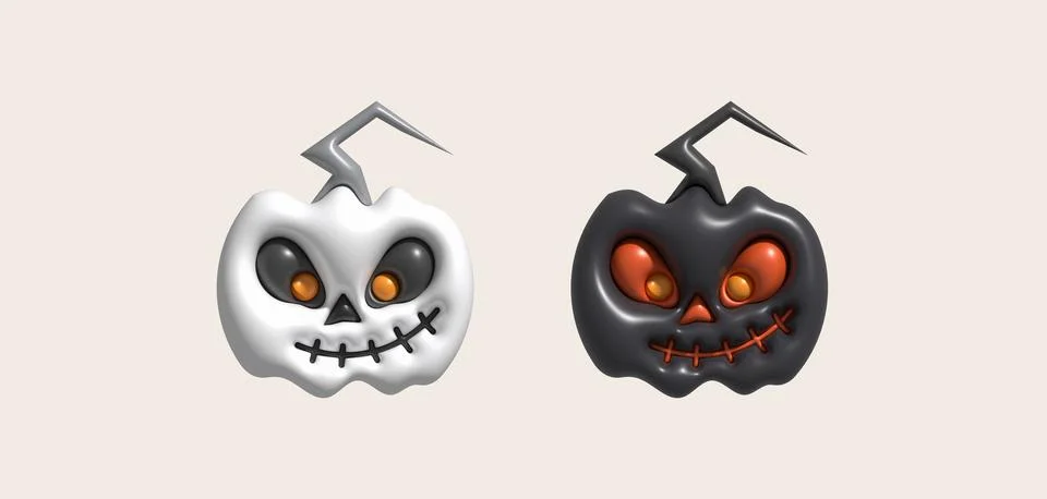 3D illustration. The face of a devil pumpkin on Halloween. Stockillustratie