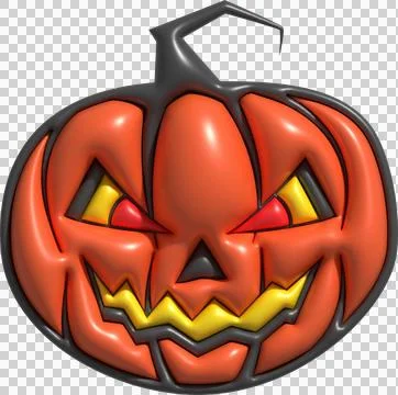 3D illustration. The face of a devil pumpkin on Halloween. Stockillustratie