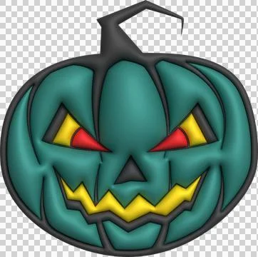 3D illustration. The face of a devil pumpkin on Halloween. Illustrazione stock