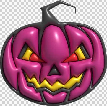 3D illustration. The face of a devil pumpkin on Halloween. Stockillustratie