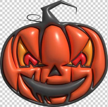 3D illustration. The face of a devil pumpkin on Halloween. Stockillustratie