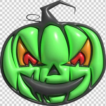 3D illustration. The face of a devil pumpkin on Halloween. Stockillustratie