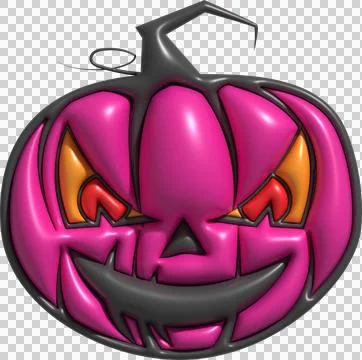 3D illustration. The face of a devil pumpkin on Halloween. Stockillustratie