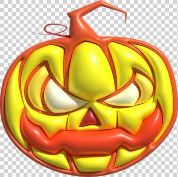 3D illustration. The face of a devil pumpkin on Halloween. Stock Illustration
