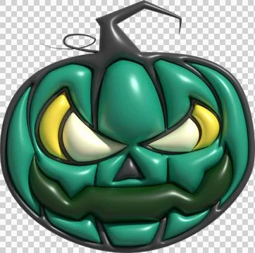 3D illustration. The face of a devil pumpkin on Halloween. Stock Illustration