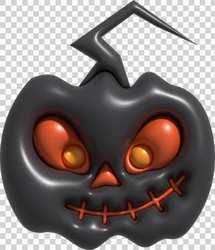 3D illustration. The face of a devil pumpkin on Halloween. Stock Illustration