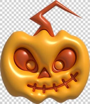 3D illustration. The face of a devil pumpkin on Halloween. Stockillustratie