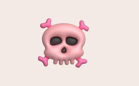 3D illustration. Face of a devil skull and bones for Halloween. Illustrazione stock