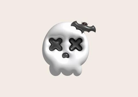 3D illustration. Face of a devil skull and bats for Halloween. Stock Illustration