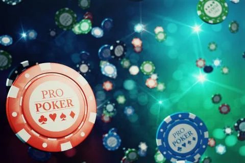 3D illustration Falling casino chips with shiny background. Casino concept Stock Illustration