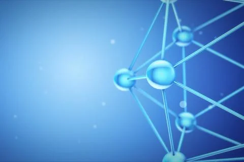 3d illustration falling of models molecules from glass and crystal Stock Illustration