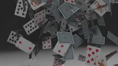 3d illustration - Falling Playing Cards Stock Illustration