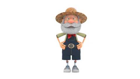 3D illustration farmer does morning exercises Stock Footage 137769758