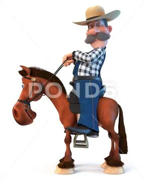 3d illustration farmer on horseback Stock Illustration