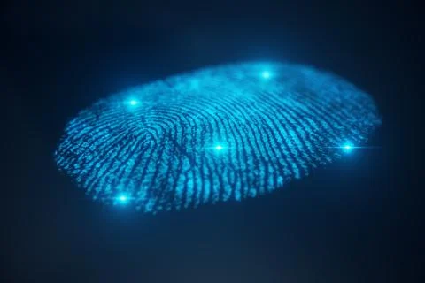 3D illustration Fingerprint scan provides security access with biometrics Stockillustratie