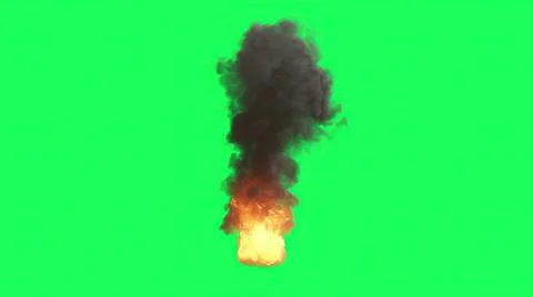 3d illustration - Fire Ball Explosion on green screen Stock Illustration
