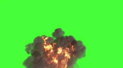 3d illustration - Fire Ball Explosion on green screen Stock Illustration