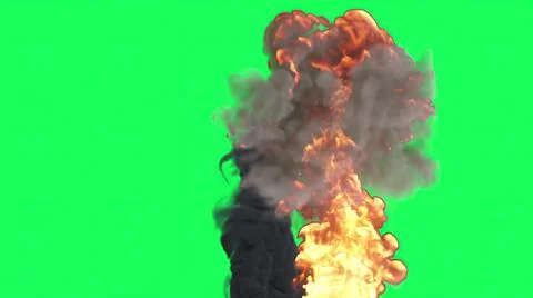 3d illustration - Fire Ball Explosion on green screen Stock Illustration