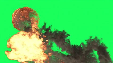 3d illustration - Fire Ball Explosion on green screen Stock Illustration