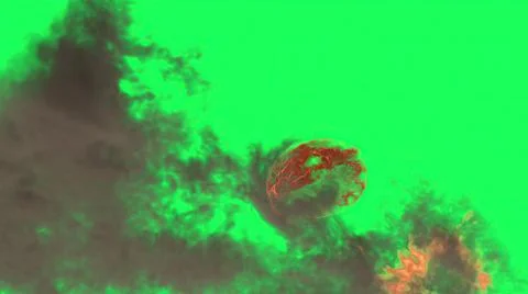 3d illustration - Fire Ball Explosion on green screen Stock Illustration
