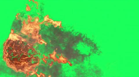 3d illustration - Fire Ball Explosion on green screen Stock Illustration