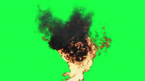 3d illustration - Fire Ball Explosion on green screen. Stock Illustration