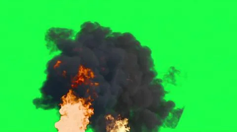 3d illustration - Fire Ball Explosion on green screen. Stock Illustration