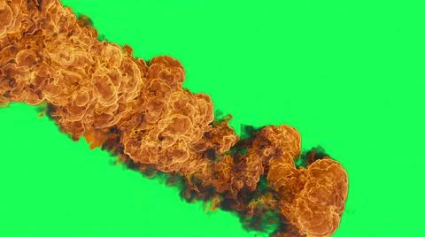 3d illustration - Fire Ball Explosion on green screen. Stock Illustration