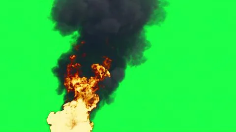 3d illustration - Fire Ball Explosion on green screen. Stock Illustration