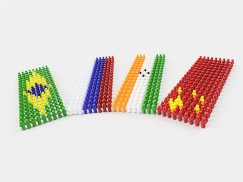 3D Illustration Flag of BRIC countries Stock Illustration
