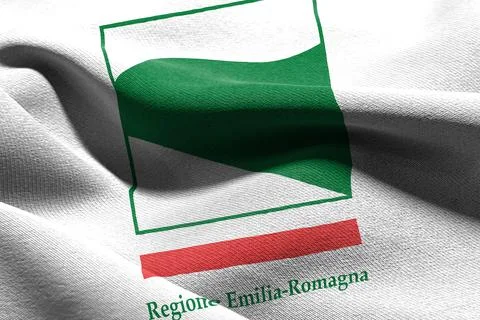 3D illustration flag of Emilia-Romagna is a region of Italy. Wav Illustration